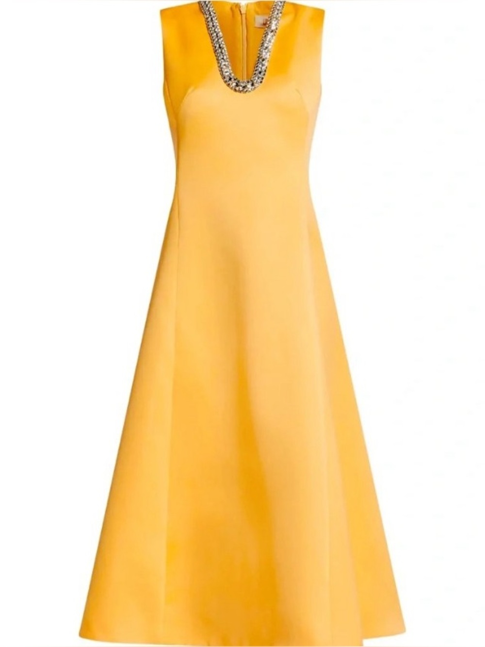 LEO LIN Crystal Neck Sleeveless Apricot Yellow A-Line Midi Dress AU8/US4 NWOT